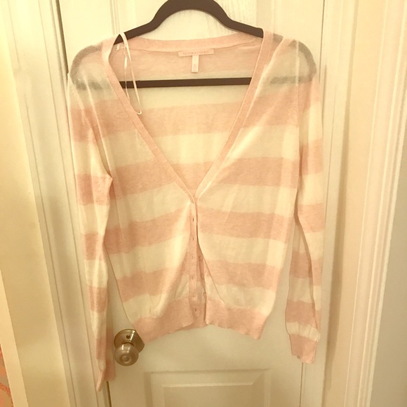 Victoria's Secret Sweaters - Victoria Secret pink white stripe cardigan